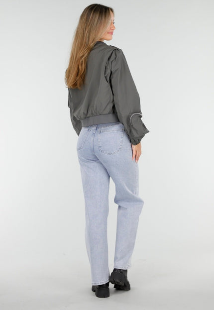 NEW100925 Grijze Bomberjas met Cargo Zakken