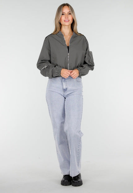 NEW100925 Grijze Bomberjas met Cargo Zakken