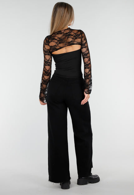 Kanten Top met Lange Mouwen