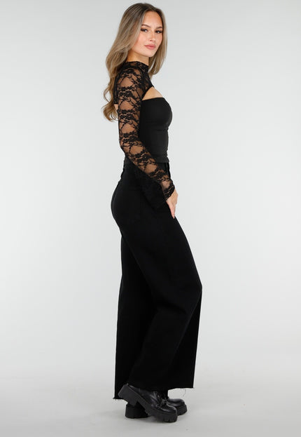 Kanten Top met Lange Mouwen