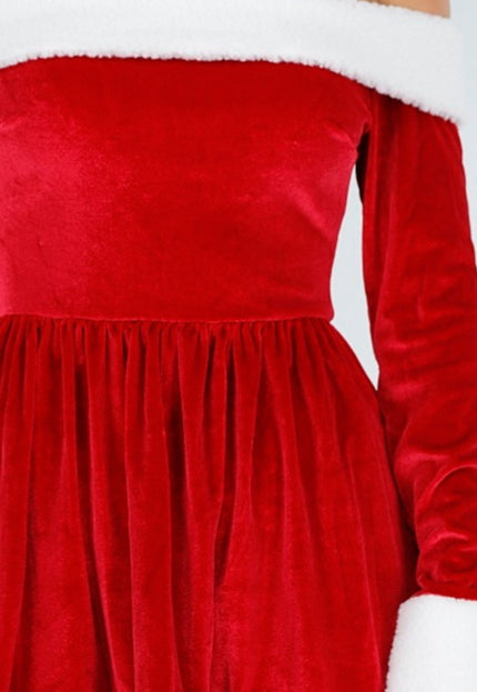 OP=OP.50.NL Kerst Mini  Stretch Jurk in Rood