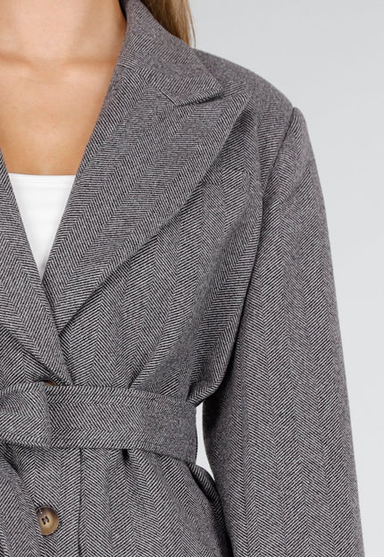 NEW100925 Korte Grijze Jas met Knopen