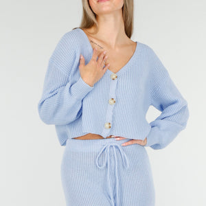 NEW100925 Lichtblauw Gebreid Two Piece Set