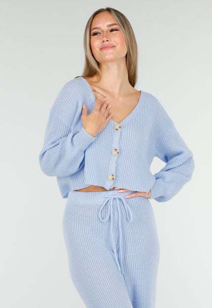 NEW100925 Lichtblauw Gebreid Two Piece Set