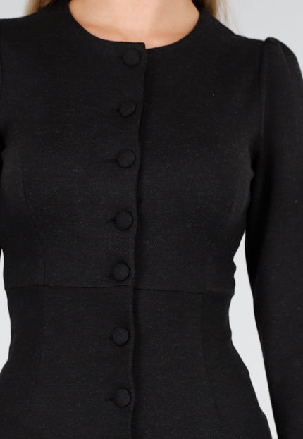 NEW100925 Midi Jurk met Ruches in Donkerblauw