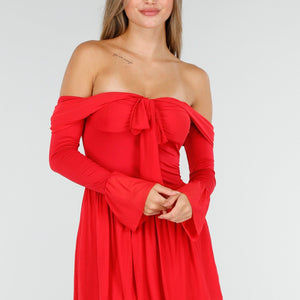 OP=OP.02.NL Off Shoulder Mini Jurk in Rood