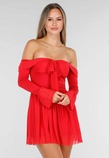 OP=OP.02.NL Off Shoulder Mini Jurk in Rood