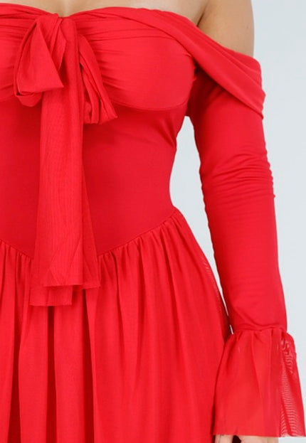 OP=OP.02.NL Off Shoulder Mini Jurk in Rood