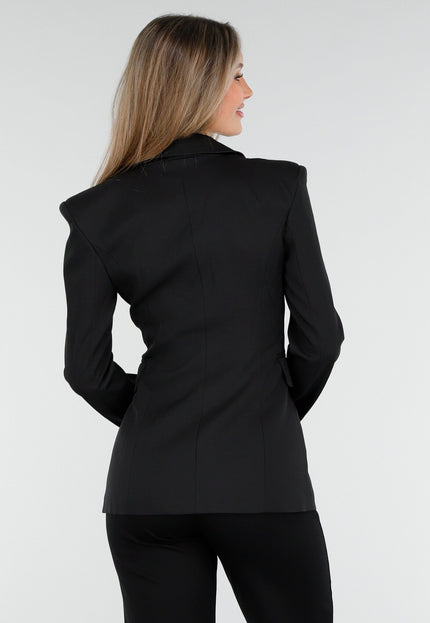 OP=OP.10.NL Zwarte Blazer met Glittermouwen