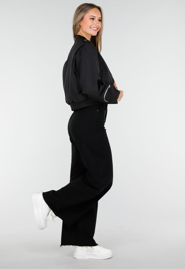 NEW100925 Zwarte Bomber met Cargo Zakken