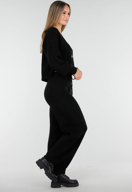 NEW100925 Zwarte Gebreid Two Piece Set