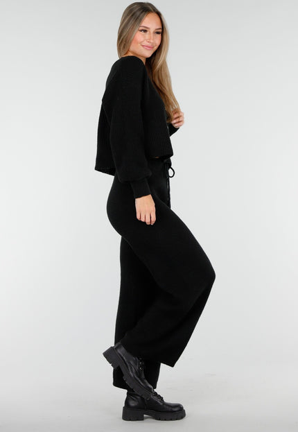 NEW100925 Zwarte Gebreid Two Piece Set