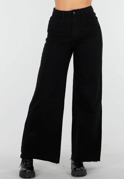 Redial Jeans Zwarte Stretch Jeans met Wijde Pijpen