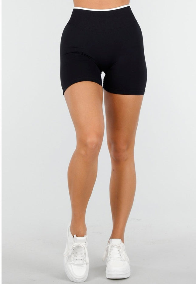 NEW100925 Zwarte Sportshort met Hoge Taille en Stretch