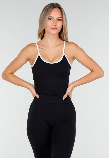 NEW100925 Zwarte Sporttop met Stretch en Pads