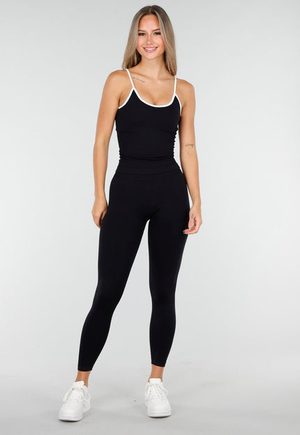 NEW100925 Zwarte Sporttop met Stretch en Pads