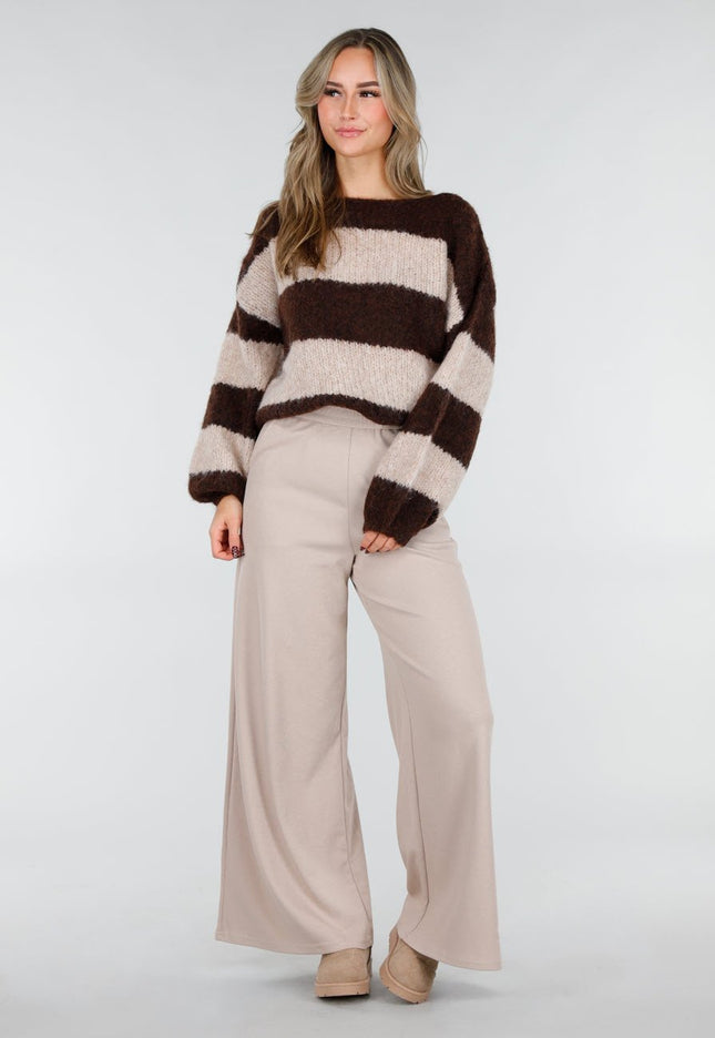 NEW101225 Beige Stretch Lounge Broek