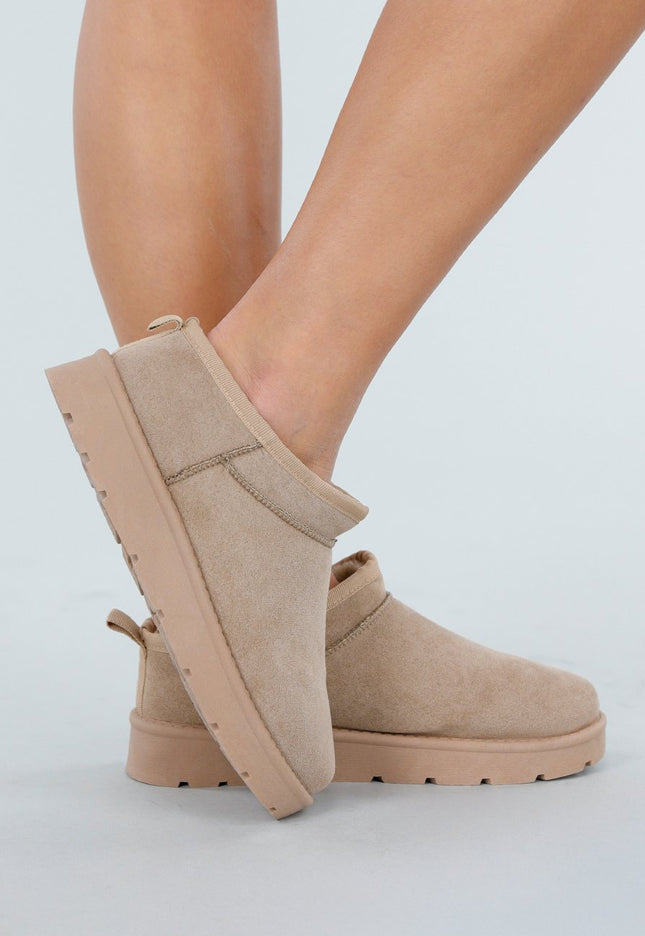 NEW101225 Beige Suède Look Lage Boots
