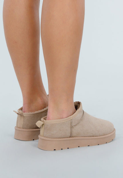 NEW101225 Beige Suède Look Lage Boots