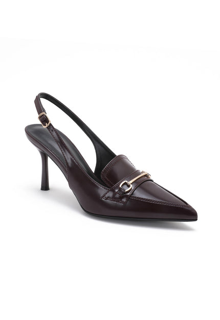 OP=OP.02.NL Bruine Slingback Pumps met Horsebit