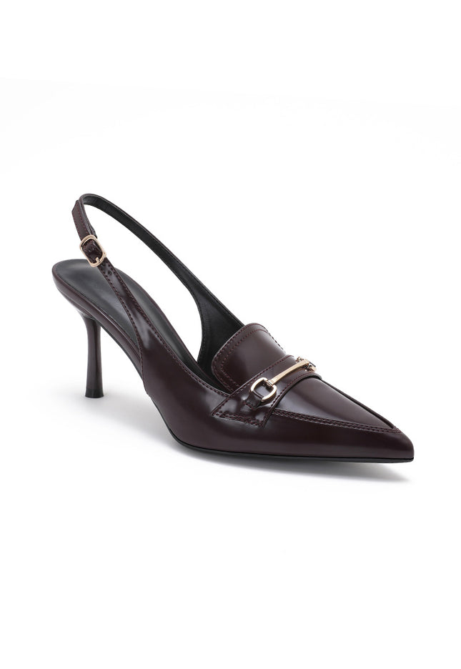 OP=OP.02.NL Bruine Slingback Pumps met Horsebit