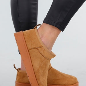 NEW101225 Bruine Suède Look Lage Boots