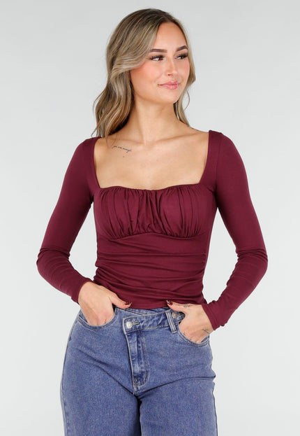 NEW101225 Burgundy Push-Up Longsleeve Top