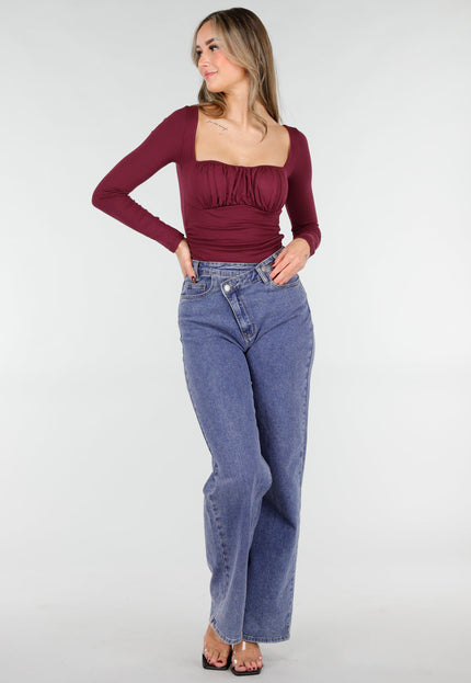 NEW101225 Burgundy Push-Up Longsleeve Top