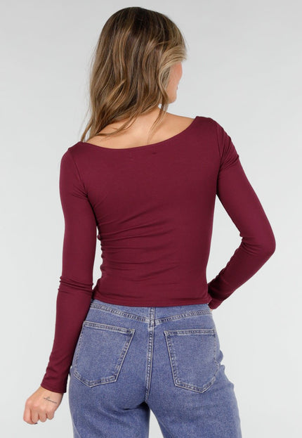 NEW101225 Burgundy Push-Up Longsleeve Top