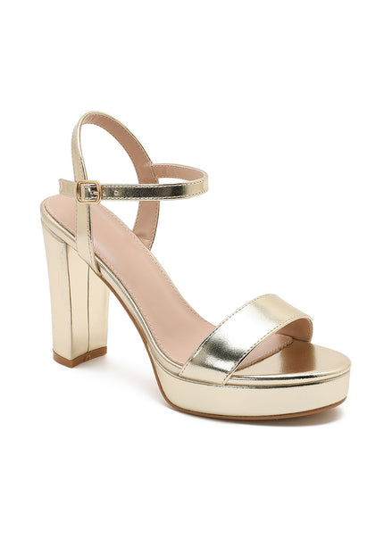 NEW101225 Goudkleurige Plateau Sandaletten