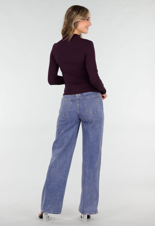 NEW101225 Paarse Lange Mouwen Top