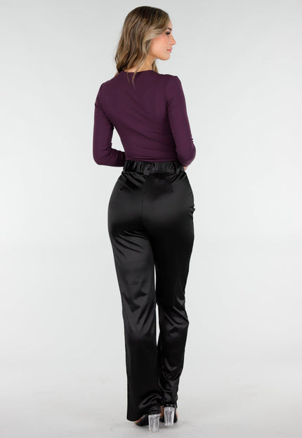 NEW101225 Paarse Wrap Body met Stretch