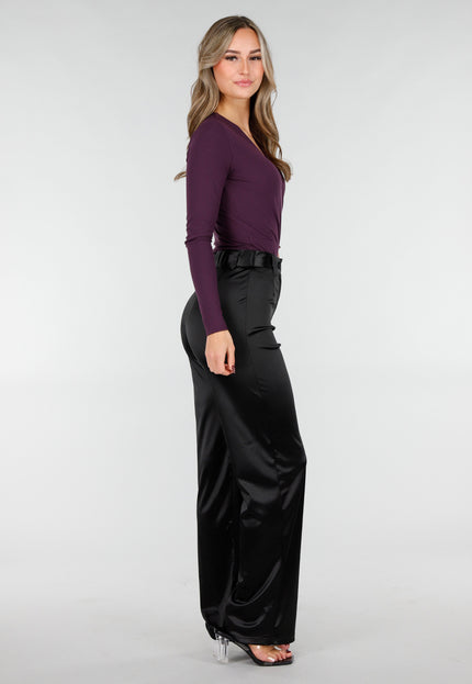 NEW101225 Paarse Wrap Body met Stretch