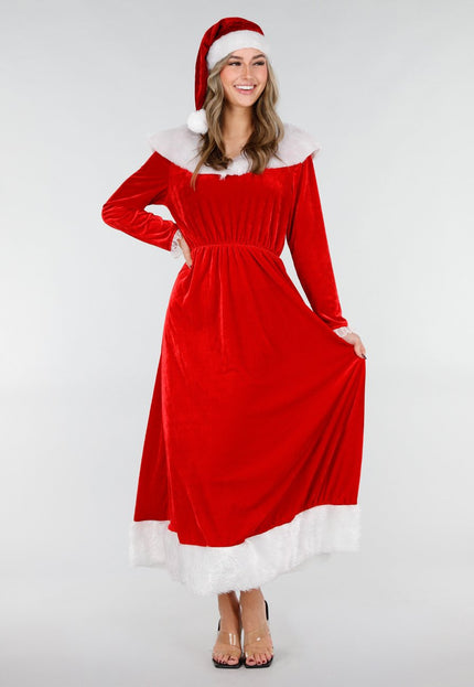 NEW101225 Rode Kerst Maxi Jurk