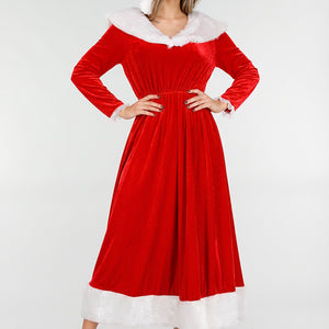 NEW101225 Rode Kerst Maxi Jurk