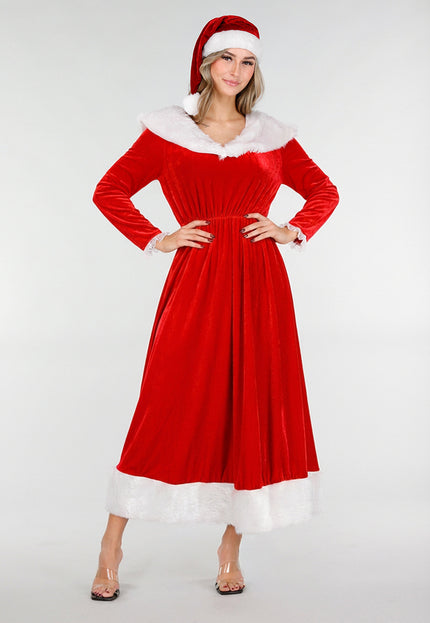 NEW101225 Rode Kerst Maxi Jurk