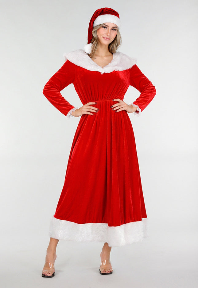 NEW101225 Rode Kerst Maxi Jurk