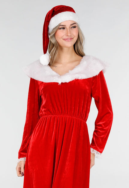 NEW101225 Rode Kerst Maxi Jurk