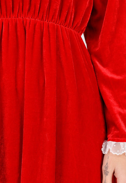 NEW101225 Rode Kerst Maxi Jurk