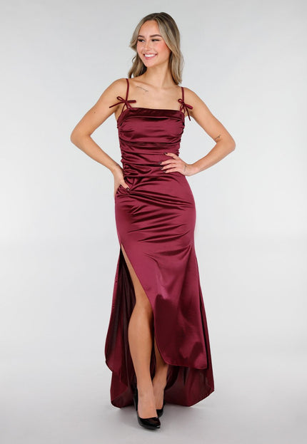 NEW101225 Satijnen Maxi Jurk Burgundy