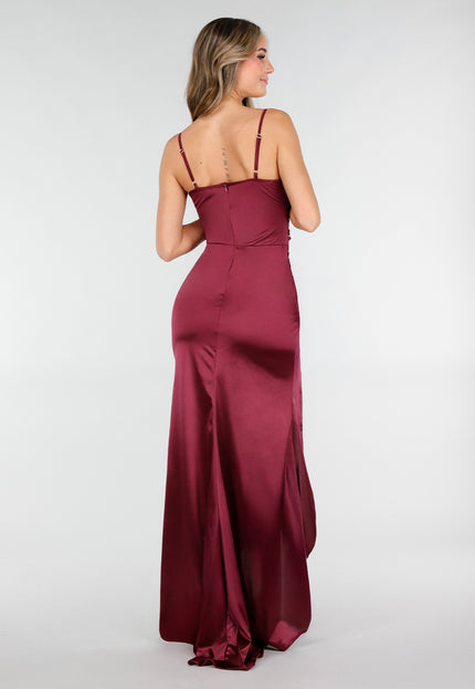 NEW101225 Satijnen Maxi Jurk Burgundy