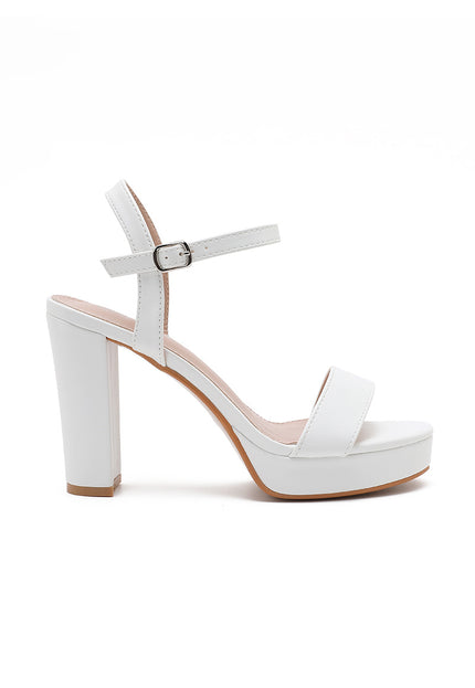 NEW101225 Witte Plateau Sandaletten met Blokhak