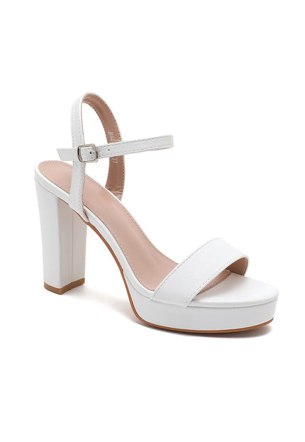 NEW101225 Witte Plateau Sandaletten met Blokhak