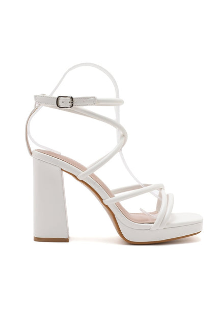 NEW101225 Witte Sandaletten met Blokhak