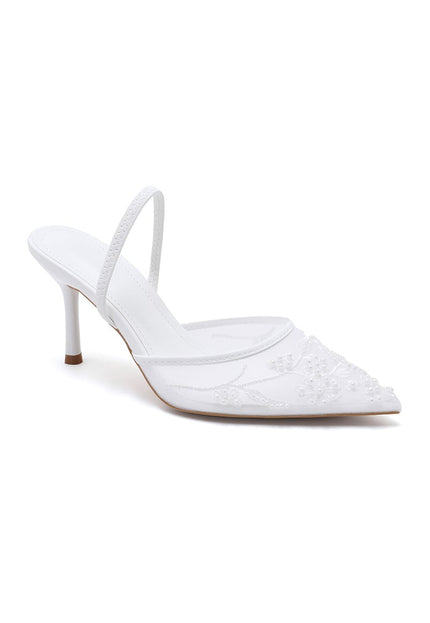 NEW101225 Witte Slingback Pumps met Kant