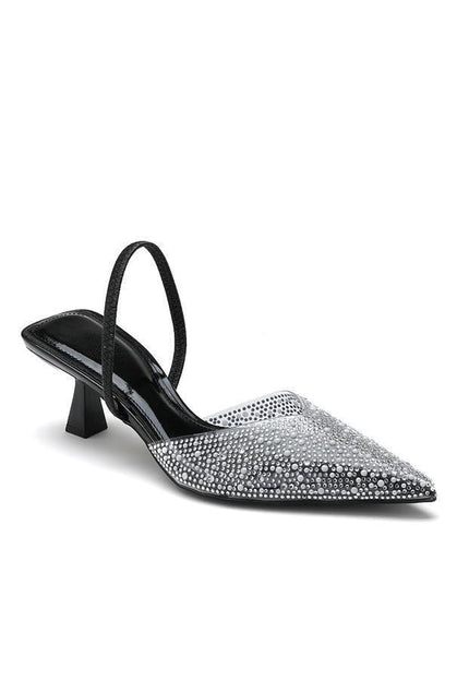NEW101225 Zilveren Slingback Pumps met Strass