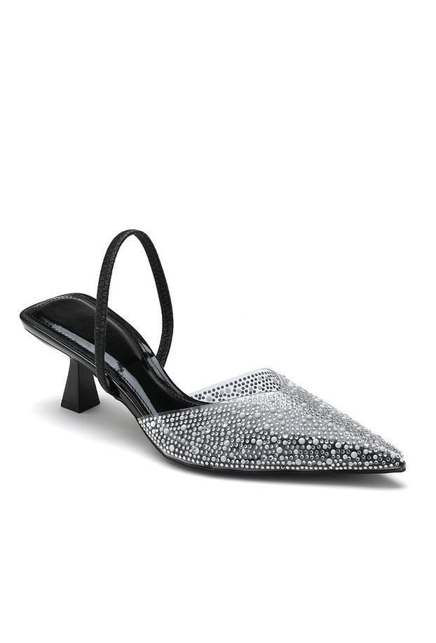 NEW101225 Zilveren Slingback Pumps met Strass