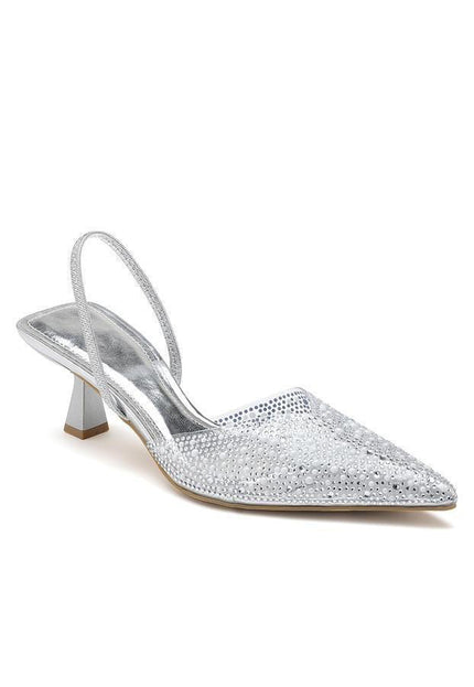 NEW101225 Zilveren Slingback Pumps met Strass