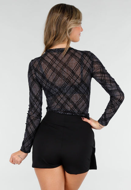 NEW101225 Zwarte Mesh Body