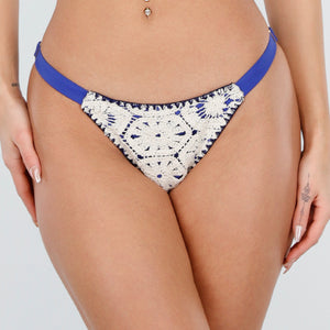 NEW110226 Blauw Witte Gehaakte Bikini Broekje